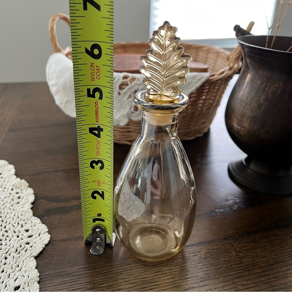 Vintage Glass Moon Water Bottle Jar with Fall Leaf Stopper Lid - Picture 12 of 12